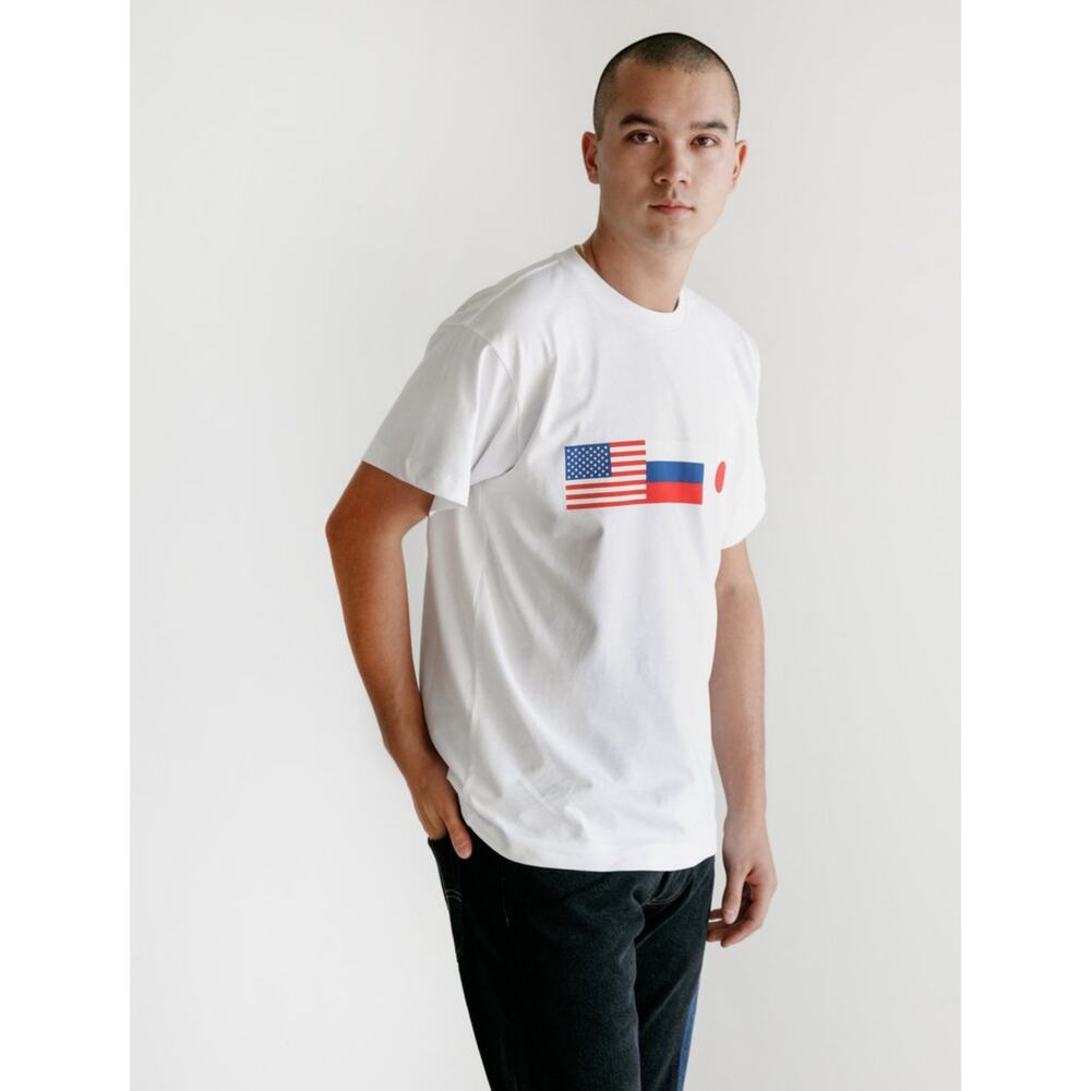 Gosha Rubchinskiy Flag Tshirt Mens Medium USA Russia Japan Cotton Short Sleeve